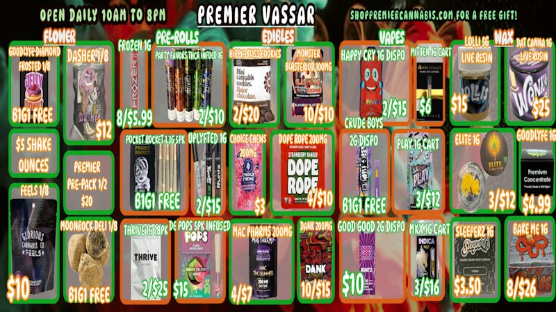 Premier Cannabis Vassar SNOWED IN SPECIALS ⛄