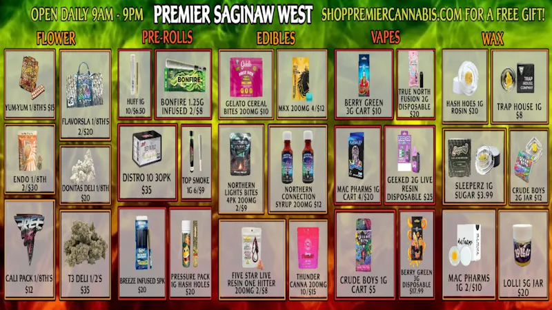 Premier Cannabis Saginaw West Blaze Through These Deals 💨