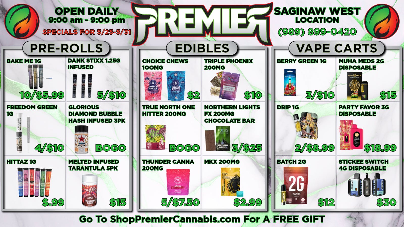 Premier Cannabis Saginaw West These deals are lit-erally fire 🔥
