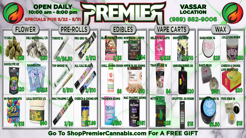Premier Cannabis Vassar SUNNY DAYS, SIZZLING DEALS