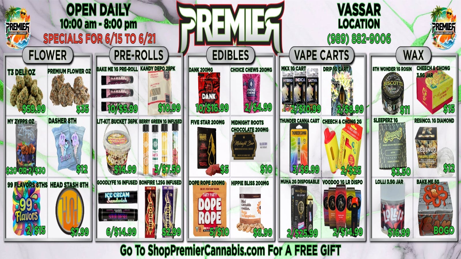 Premier Cannabis Vassar SUNS OUT, BUDS OUT
