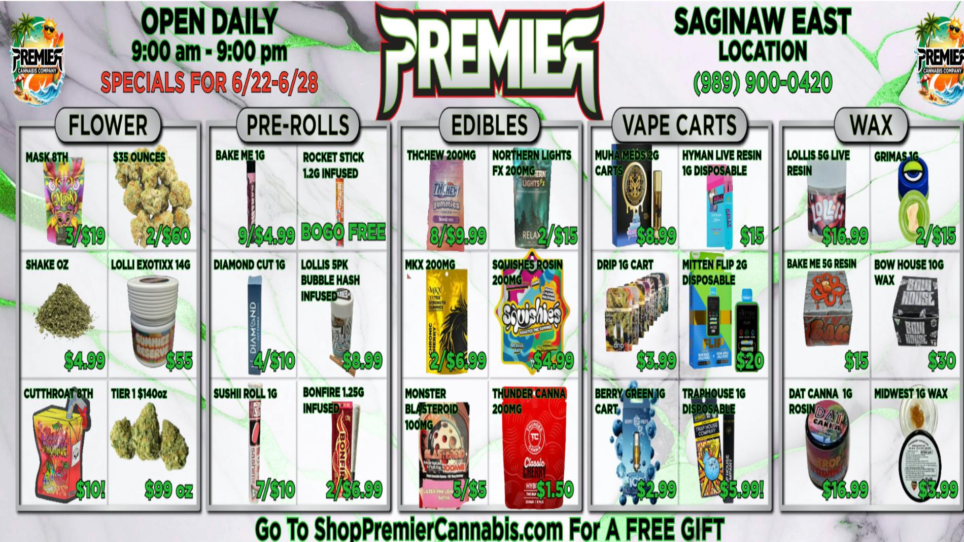 Premier Cannabis Saginaw New Week, New Deals!