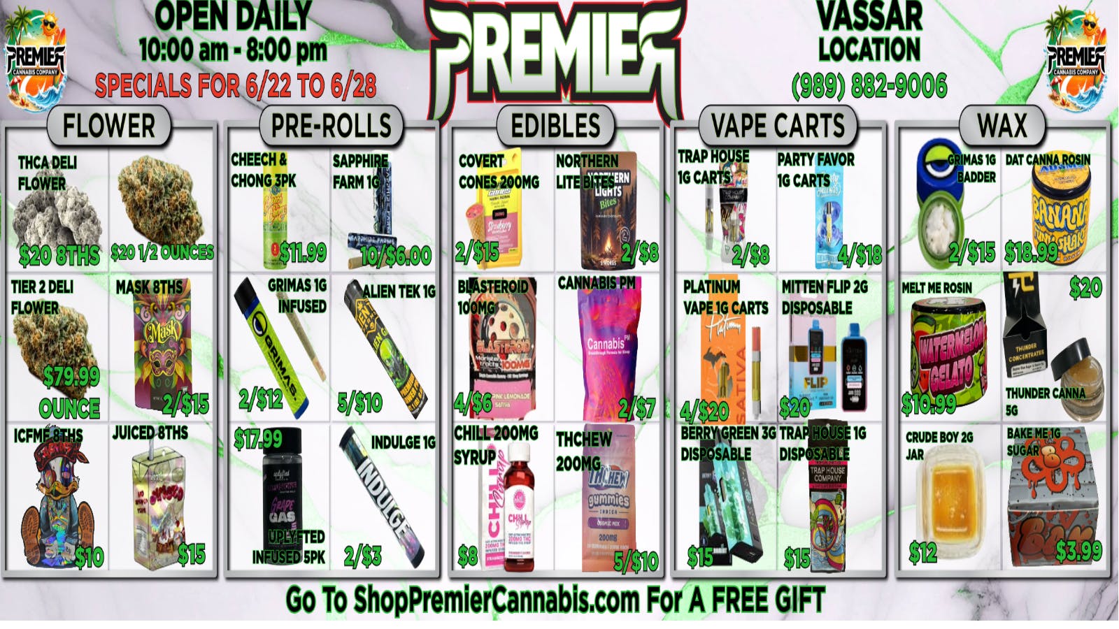 Premier Cannabis Vassar SUNNY DAYS, SIZZLING DEALS