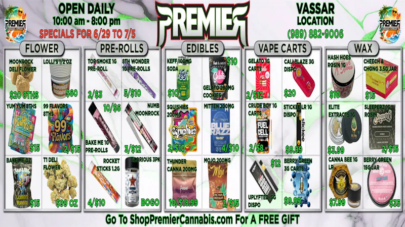 Premier Cannabis Vassar SUNNY DAYS, SIZZLING DEALS