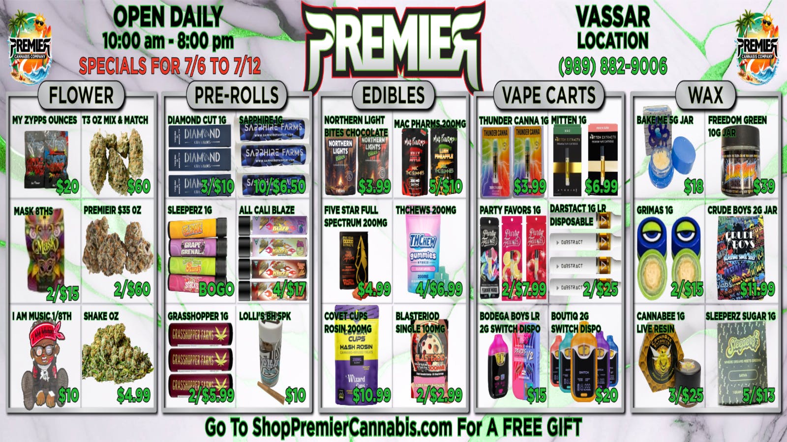 Premier Cannabis Vassar SUNNY DAYS, SIZZLING DEALS