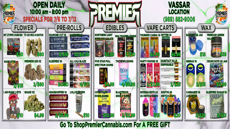 Premier Cannabis Vassar SUNNY DAYS, SIZZLING DEALS