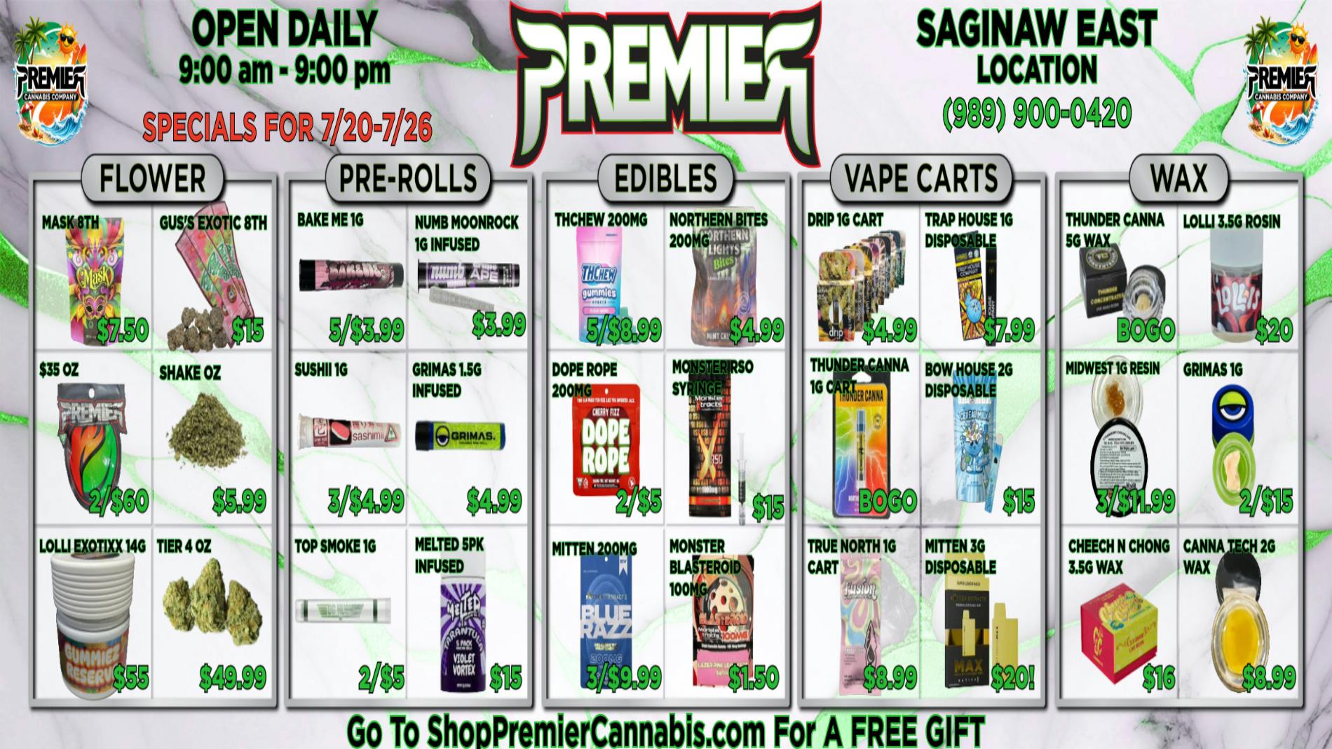Premier Cannabis Saginaw Stay high-drated with these summer deals!!