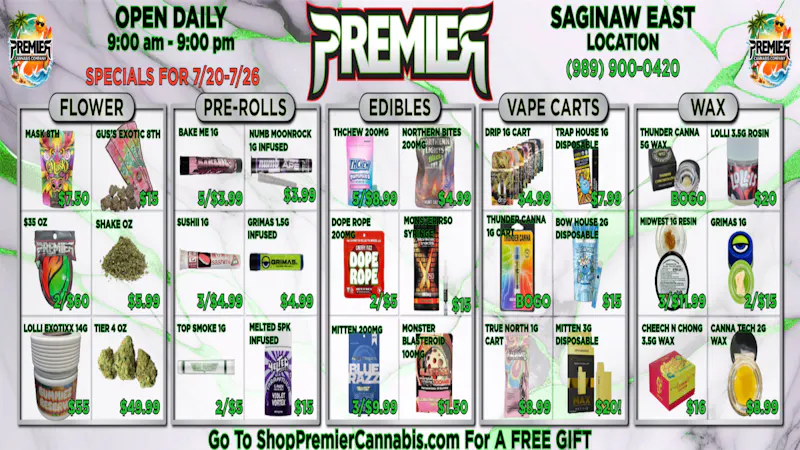 Premier Cannabis Saginaw Stay high-drated with these summer deals!!