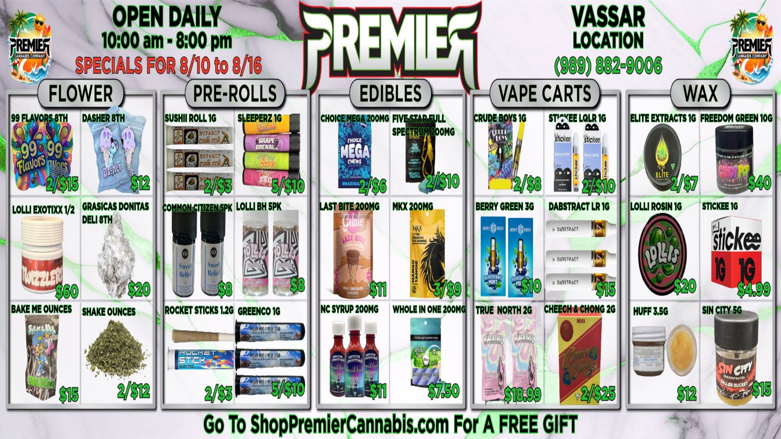 Premier Cannabis Vassar SUNNY DAYS, SIZZLING DEALS