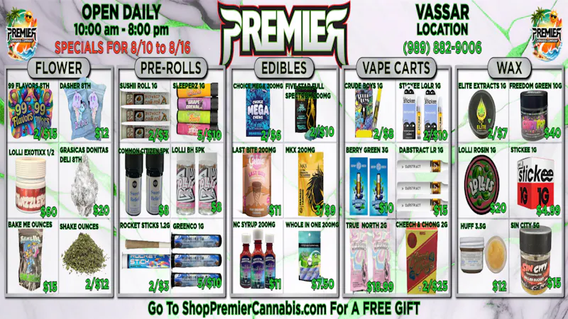Premier Cannabis Vassar SUNNY DAYS, SIZZLING DEALS