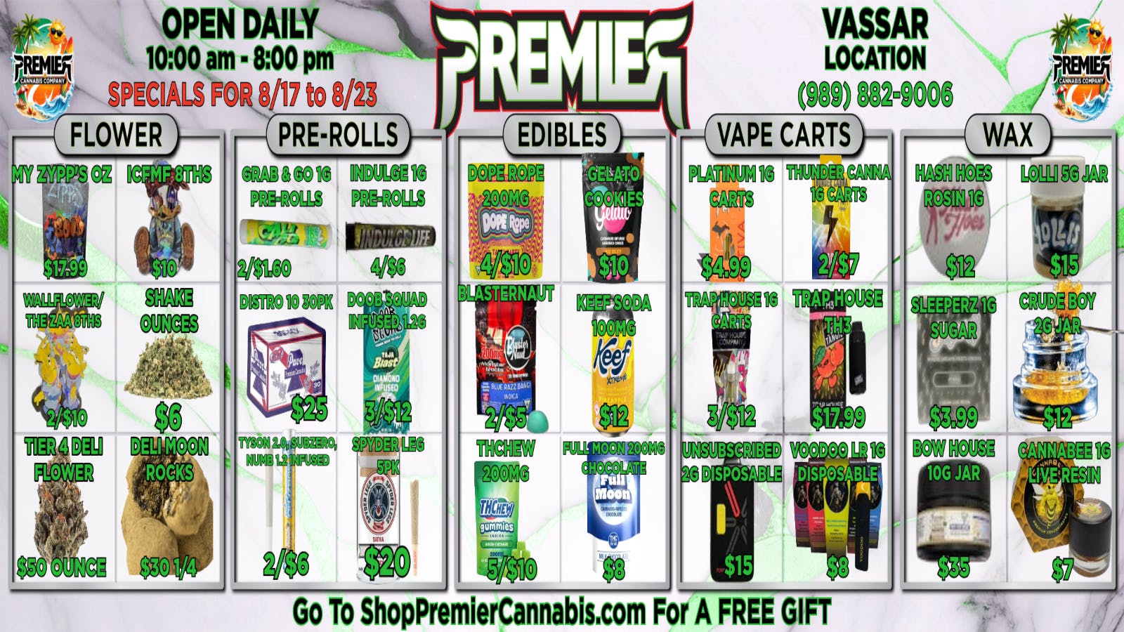 Premier Cannabis Vassar SUNNY DAYS, SIZZLING DEALS