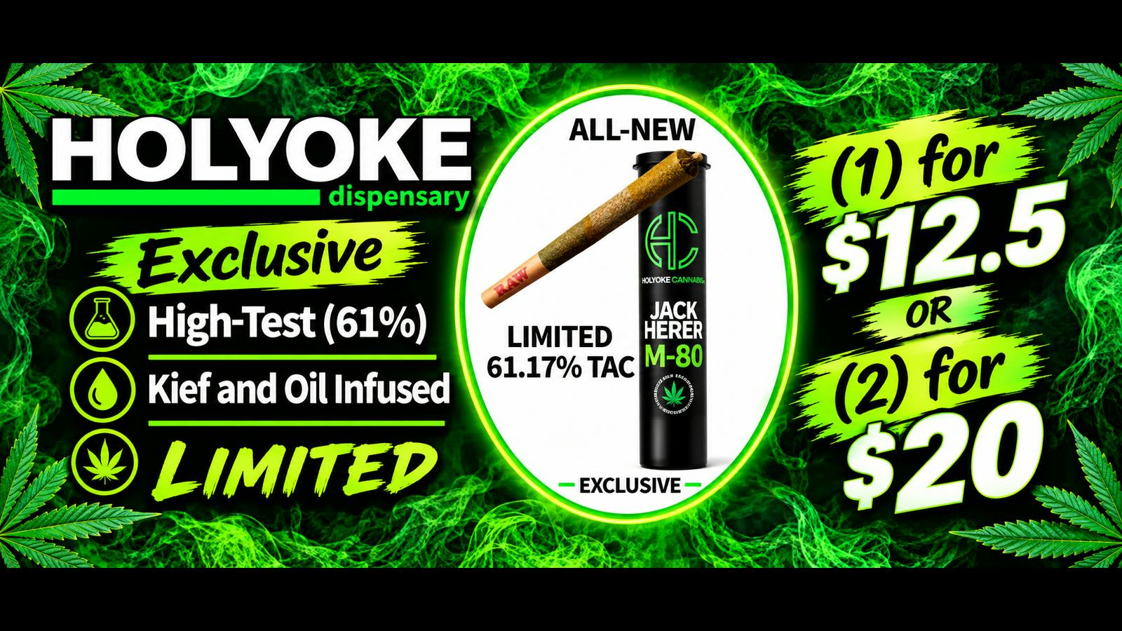 Holyoke Cannabis Dispensary – Holyoke INFUSED SATIVA PREROLL BUNDLE - Jack Herer