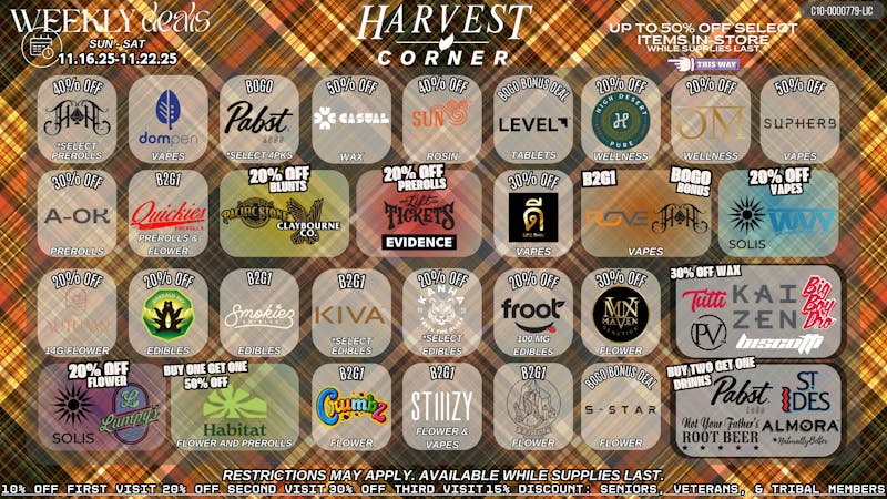 Harvest Corner THIS WEEK'S HEAT - UP TO 50% OFF SELECT ITEMS