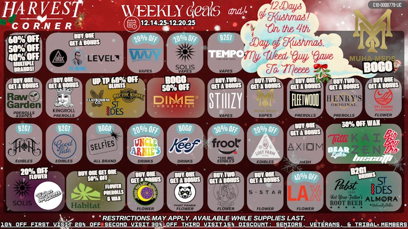 Harvest Corner 12 DAYS OF KUSHMAS!