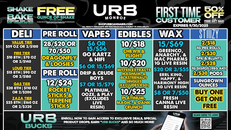 URB CANNABIS - MONROE WE PRICE MATCH!!!