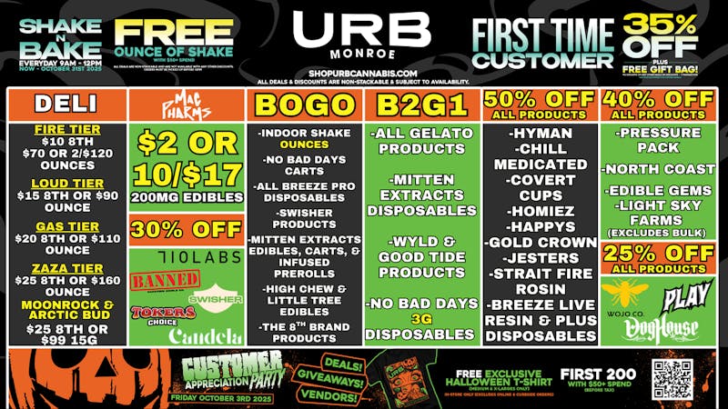 URB CANNABIS - MONROE WE PRICE MATCH!!!