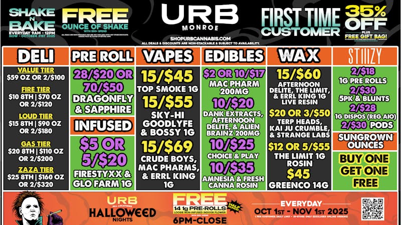 URB CANNABIS - MONROE WE PRICE MATCH!!!