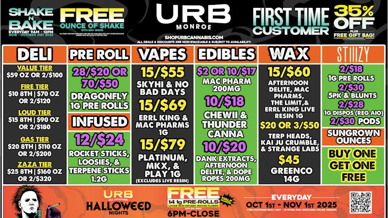 URB CANNABIS - MONROE WE PRICE MATCH!!!