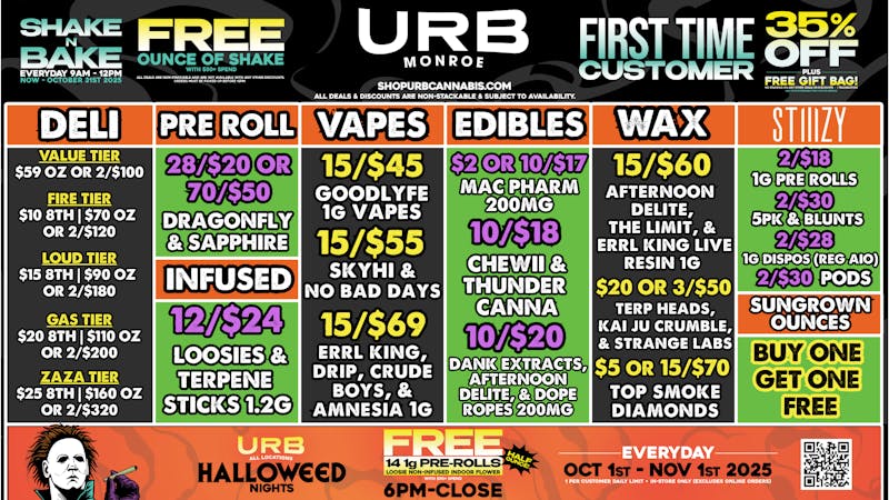 URB CANNABIS - MONROE WE PRICE MATCH!!!