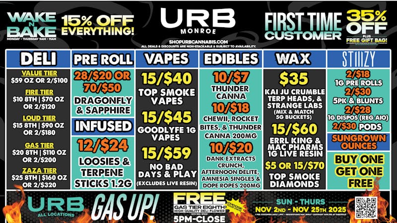 URB CANNABIS - MONROE WE PRICE MATCH!!!