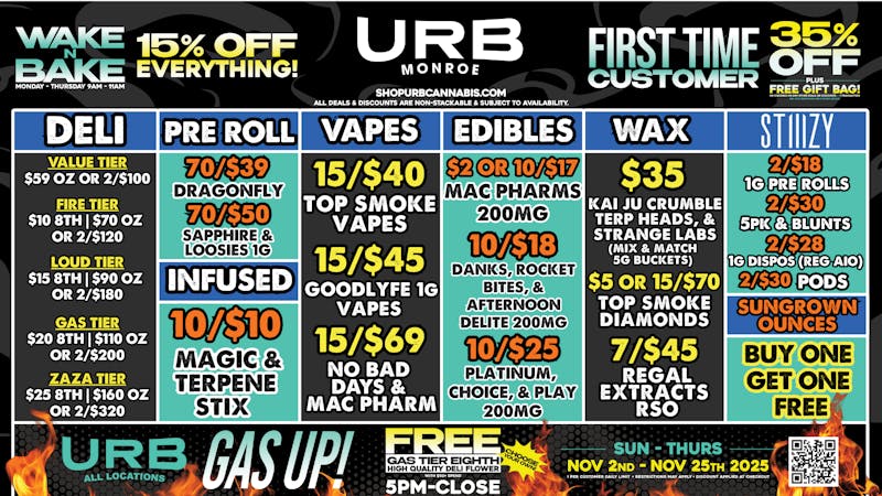 URB CANNABIS - MONROE WE PRICE MATCH!!!