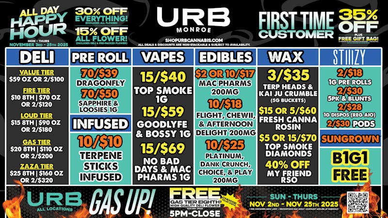 URB CANNABIS - MONROE WE PRICE MATCH!!!