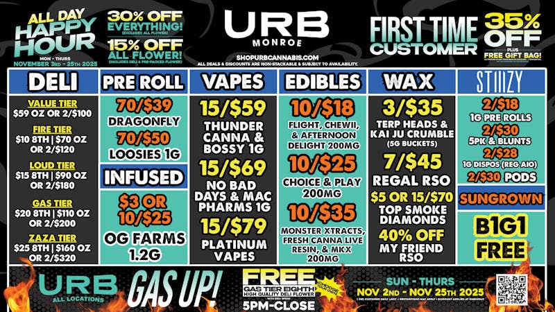 URB CANNABIS - MONROE WE PRICE MATCH!!!