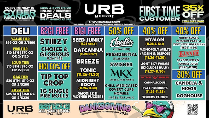 URB CANNABIS - MONROE WE PRICE MATCH!!!