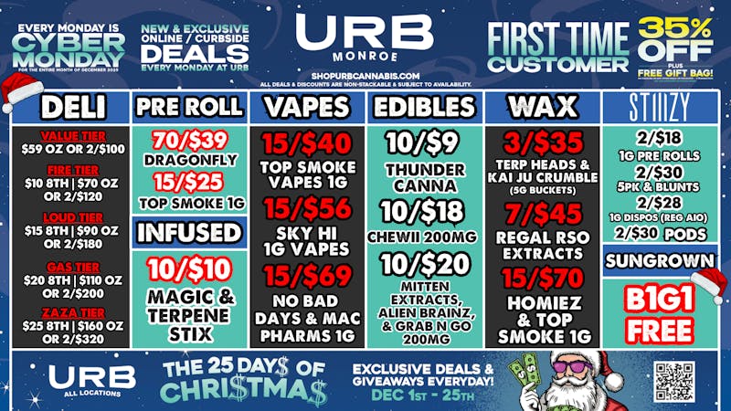URB CANNABIS - MONROE WE PRICE MATCH!!!