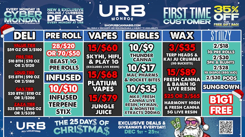 URB CANNABIS - MONROE WE PRICE MATCH!!!