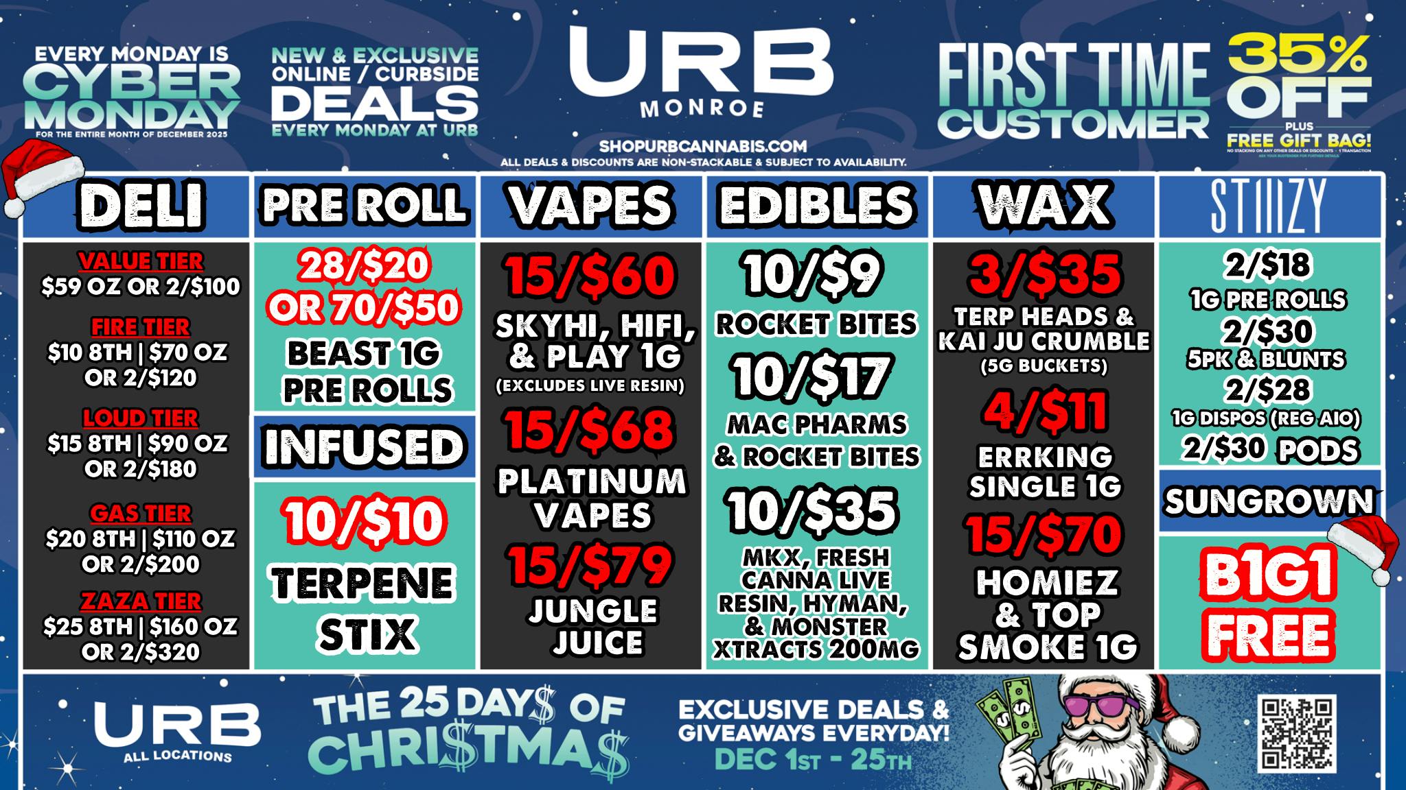 URB CANNABIS - MONROE WE PRICE MATCH!!!