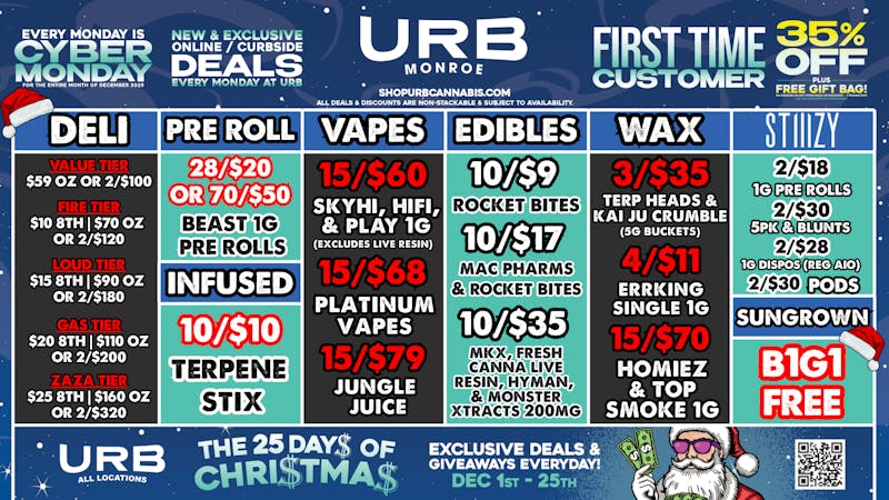 URB CANNABIS - MONROE WE PRICE MATCH!!!