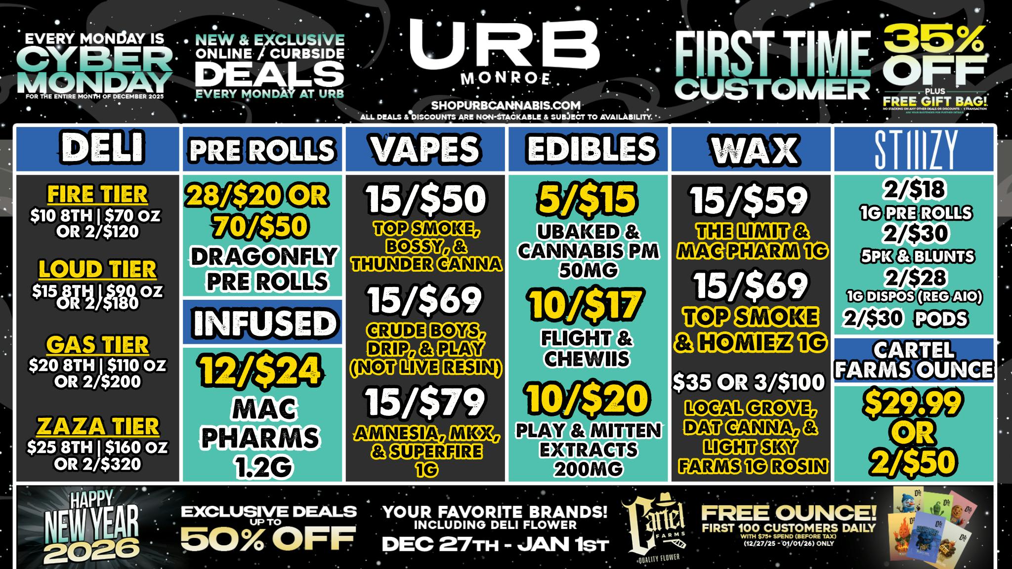 URB CANNABIS - MONROE WE PRICE MATCH!!!