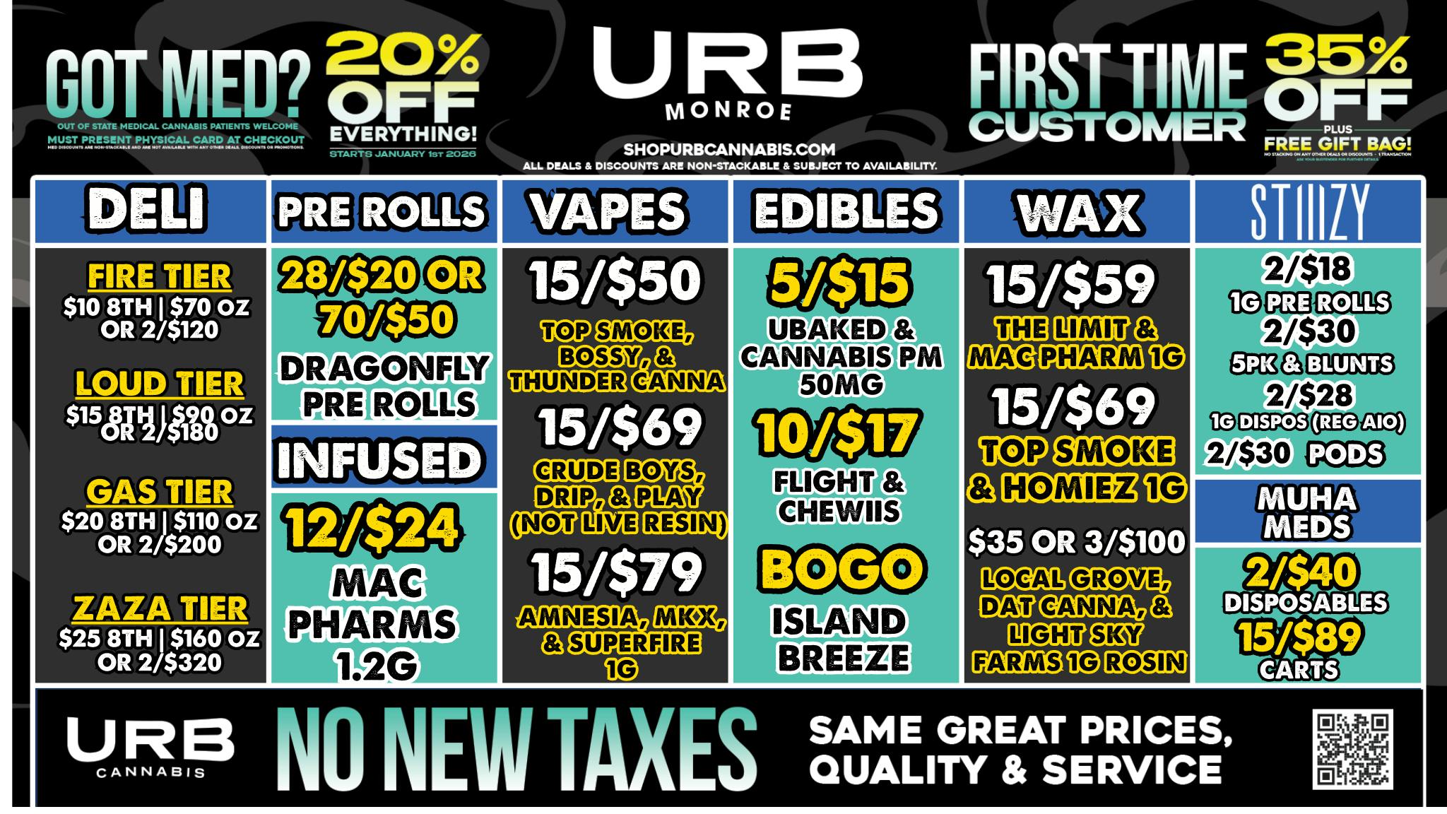 URB CANNABIS - MONROE WE PRICE MATCH!!!