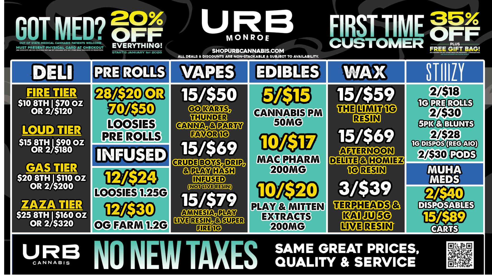 URB CANNABIS - MONROE WE PRICE MATCH!!!