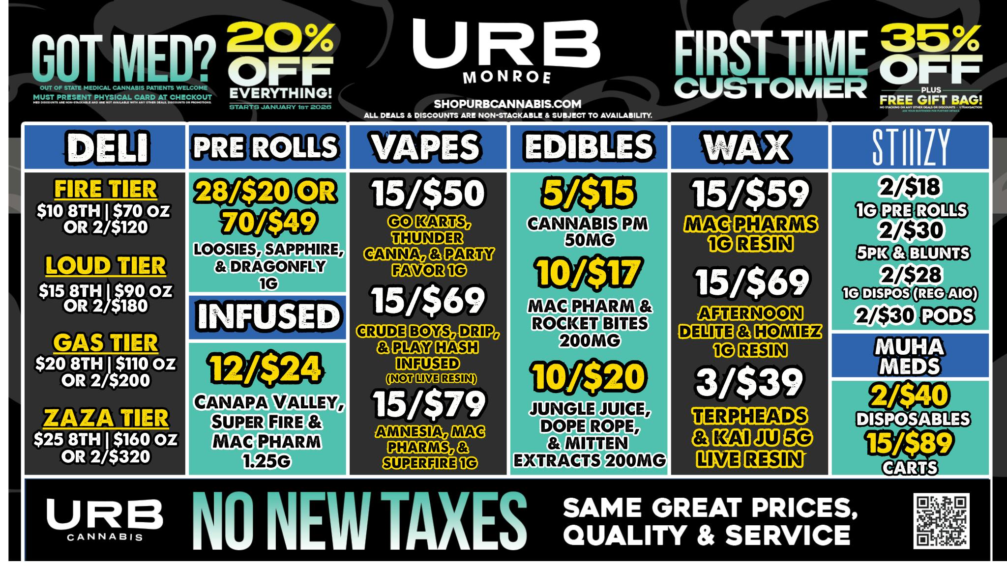 URB CANNABIS - MONROE WE PRICE MATCH!!!