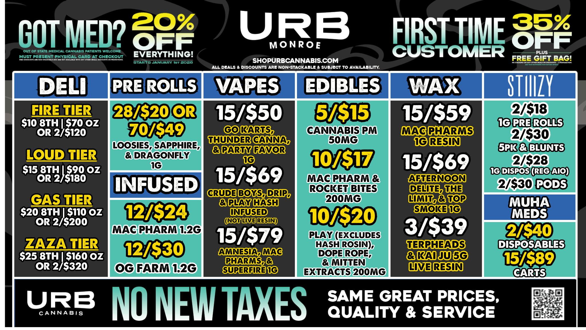 URB CANNABIS - MONROE WE PRICE MATCH!!!