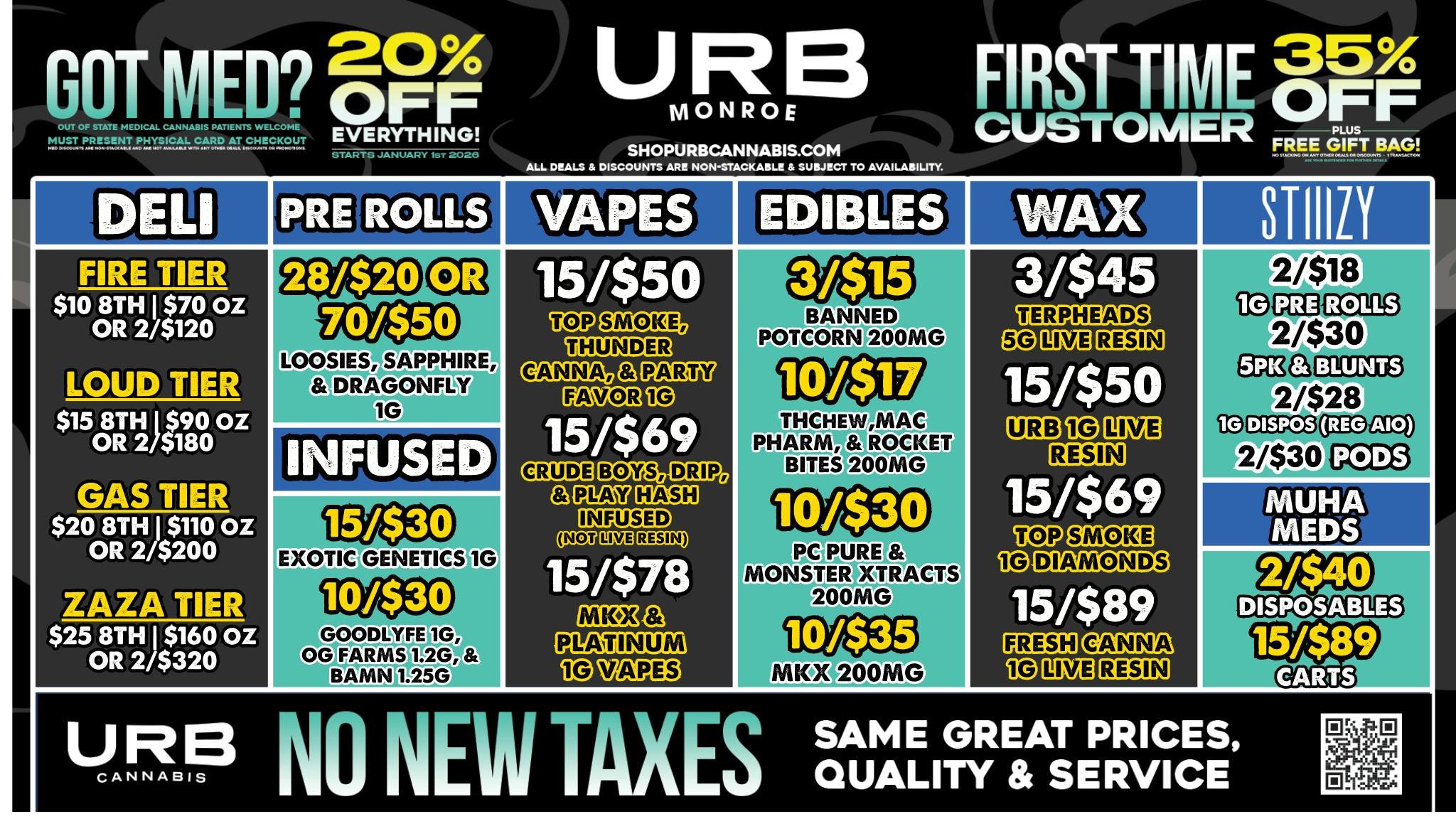 URB CANNABIS - MONROE WE PRICE MATCH!!!