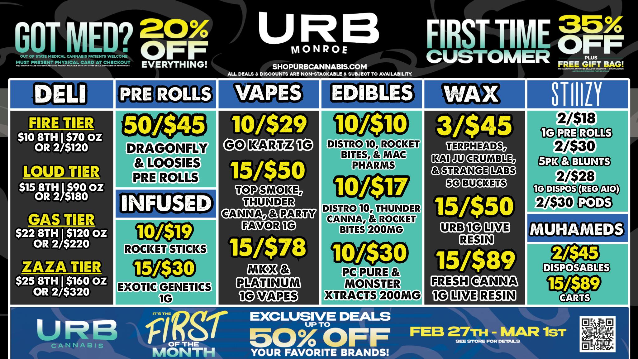 URB CANNABIS - MONROE WE PRICE MATCH!!!
