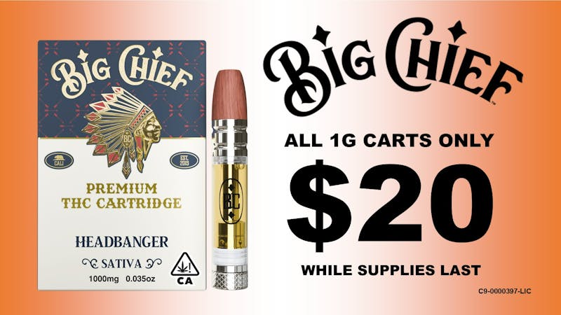 iheartcannabis.us BIG CHIEF 1G CARTS $20 WHILE SUPPLIES LAST