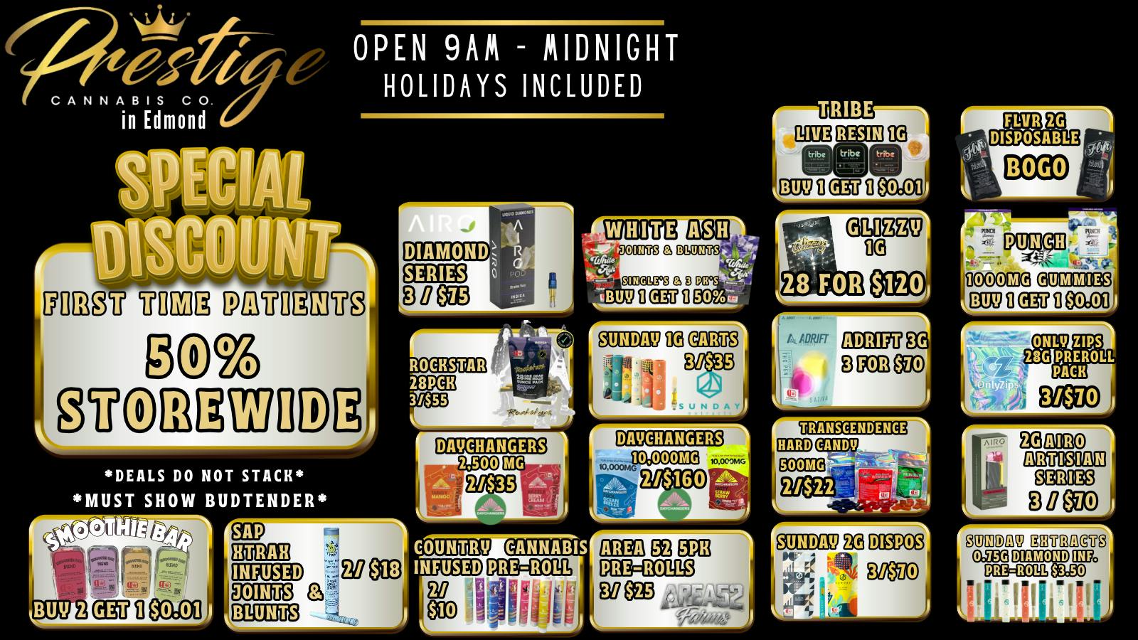 Prestige Cannabis Co. 50% FIRST TIME PATIENT & MANY MORE DEALS!!