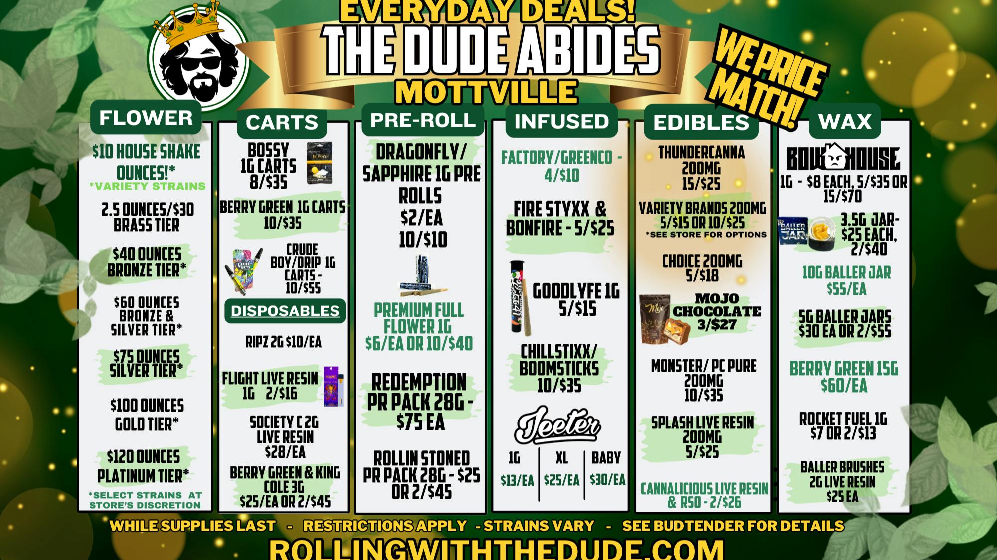 The Dude Abides - Mottville MOTTVILLE - EVERY DAY DEALS! @ THE DUDE ABIDES!