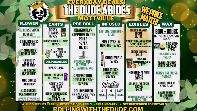 The Dude Abides - Mottville MOTTVILLE - EVERY DAY DEALS! @ THE DUDE ABIDES!