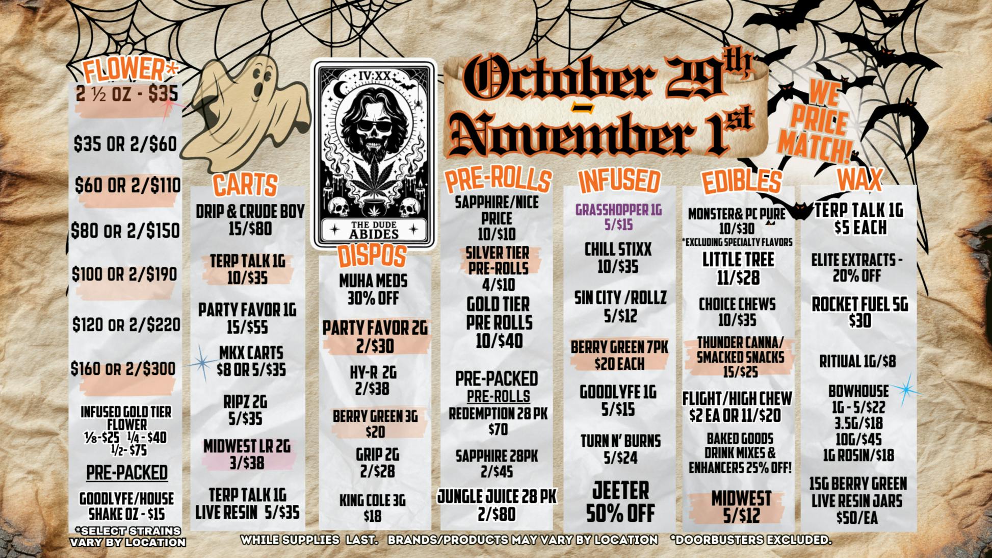 The Dude Abides - Mottville Spooky Good Deals at THE DUDE ABIDES!