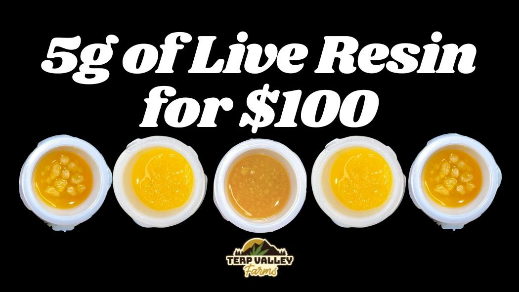 Terp Valley Farms 5 Grams of Live Resin for $100
