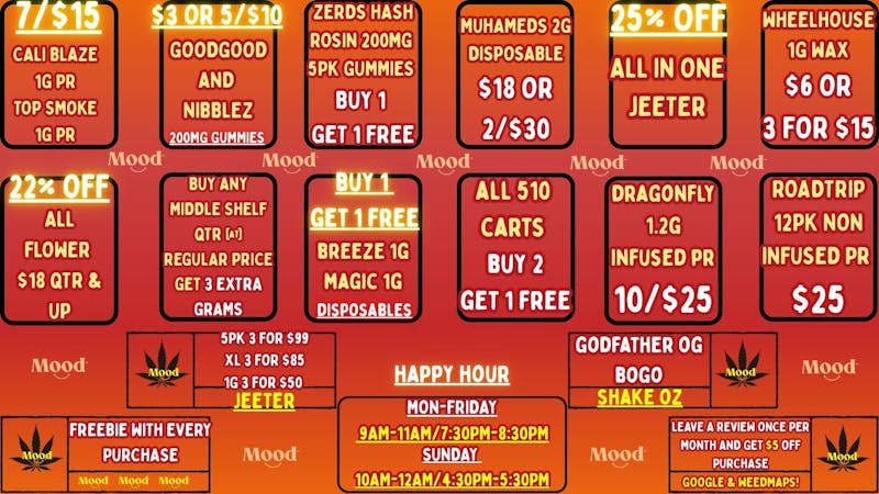 Mood Cannabis Company - Jackson EXCLUSIVE DEALS @MOOD JACKSON FREEBIE W/PURCHASE