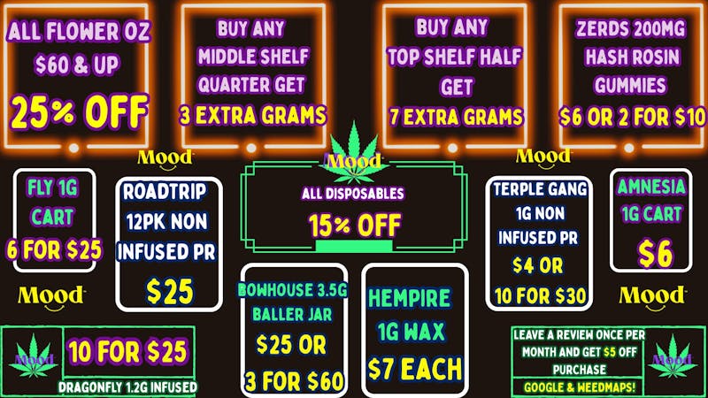 Mood Cannabis Company - Jackson EXTRA WEED + MORE EXCLUSVE DEALS @MOOD JACKSON