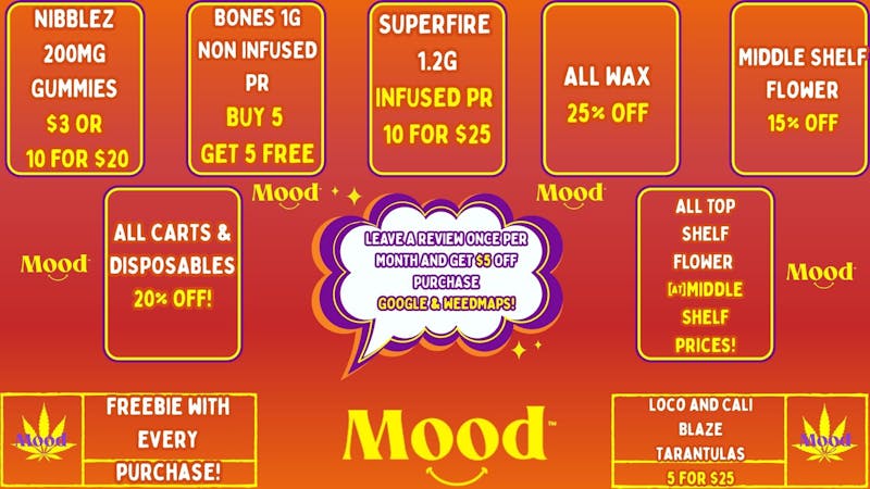 Mood Cannabis Company - Jackson Drop Top Shelf Bud to Mid Shelf Prices & More@MOOD