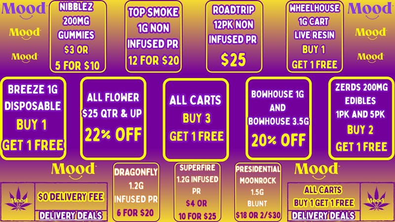 Mood Cannabis Company - Jackson B1G1+MORE GREAT DEALS+0 DELIVERY FEE @MOOD JACKSON