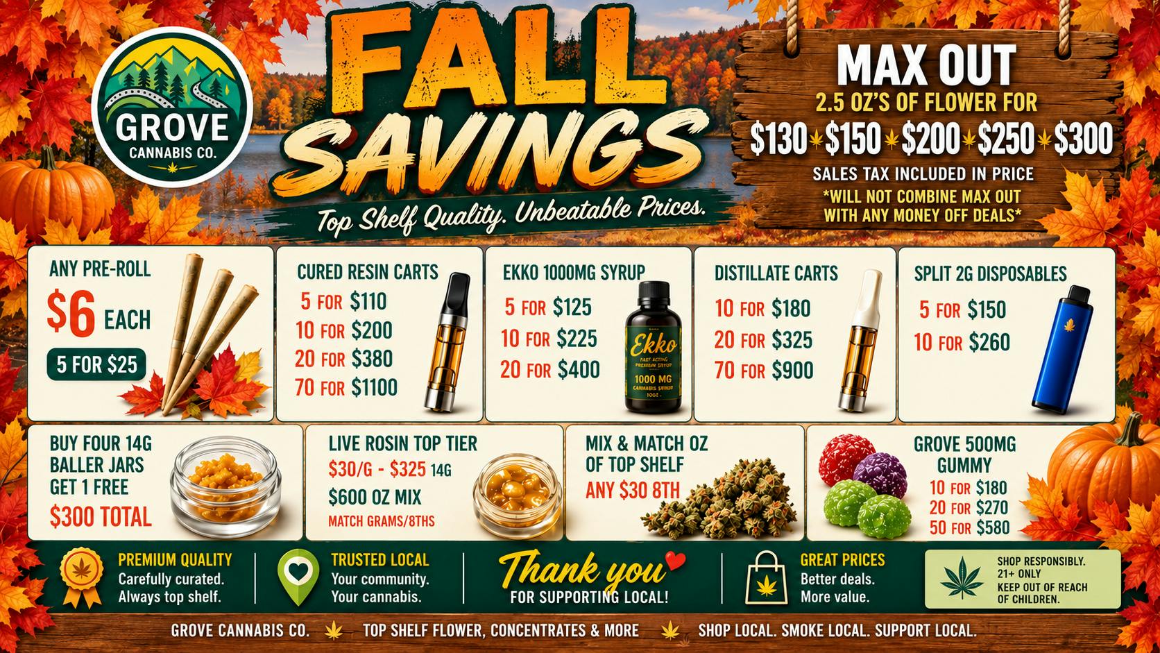 Grove Cannabis Company (Delivery Available) Fall savings, New Deals!